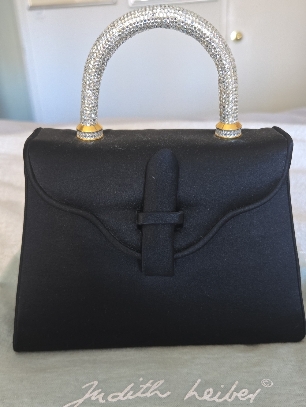 JUDITH LIEBER Black Satin Evening Bag